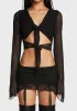Indigo Tie Front Crop Top - Black sold by Dolls Kill