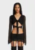 Indigo Tie Front Crop Top - Black sold by Dolls Kill