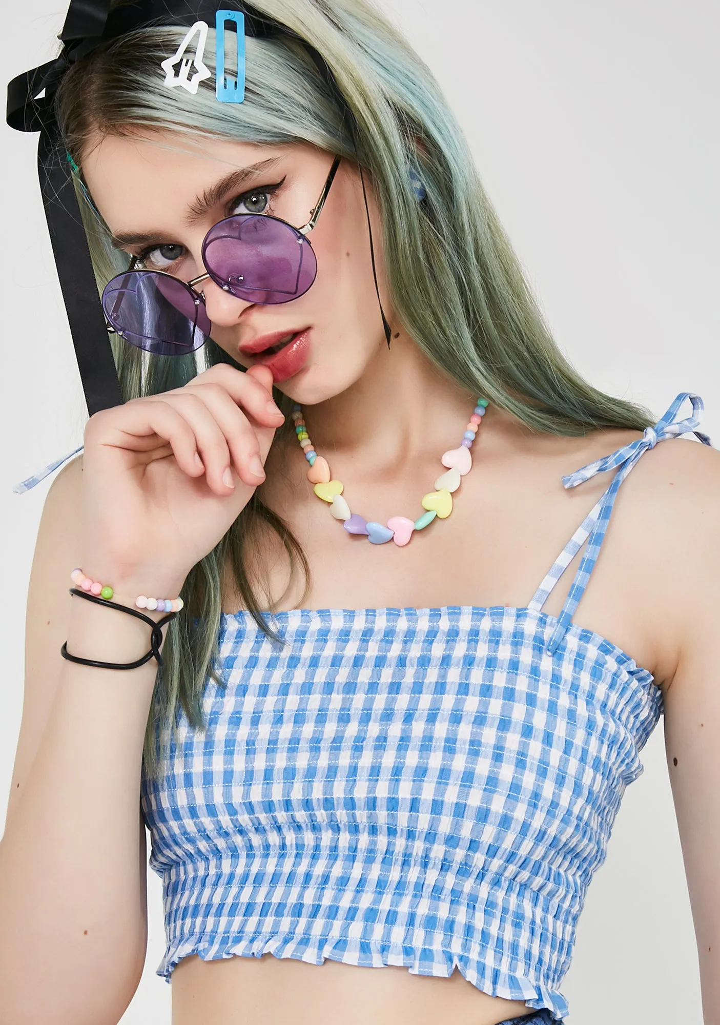 Girl Nxt Door Smocked Crop Top sold by Dolls Kill