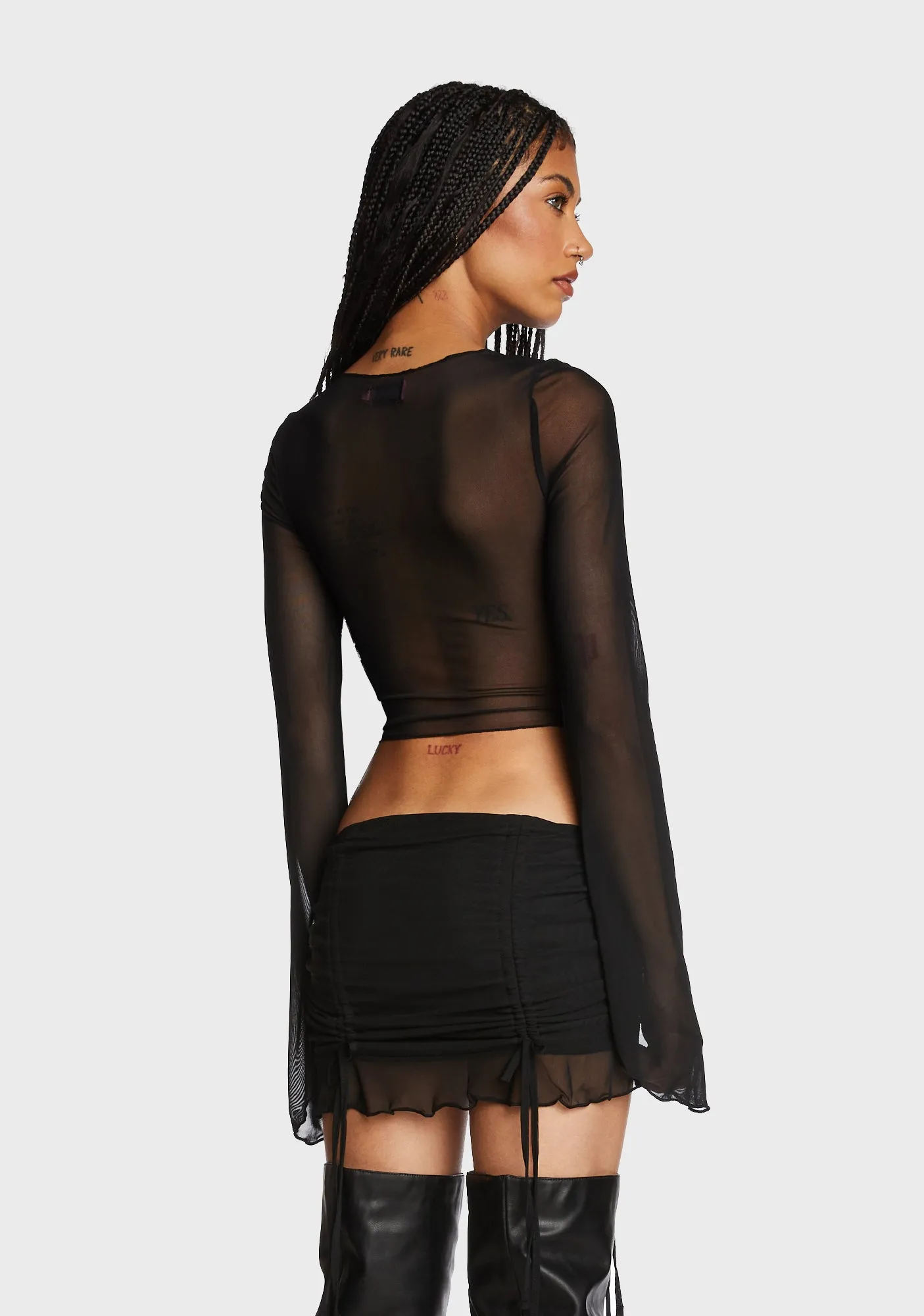 Indigo Tie Front Crop Top - Black sold by Dolls Kill product image thumbnail 4