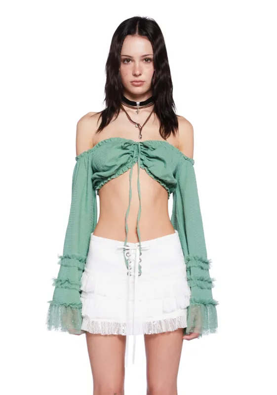 Desert Dancing Crop Top - Green sold by Dolls Kill