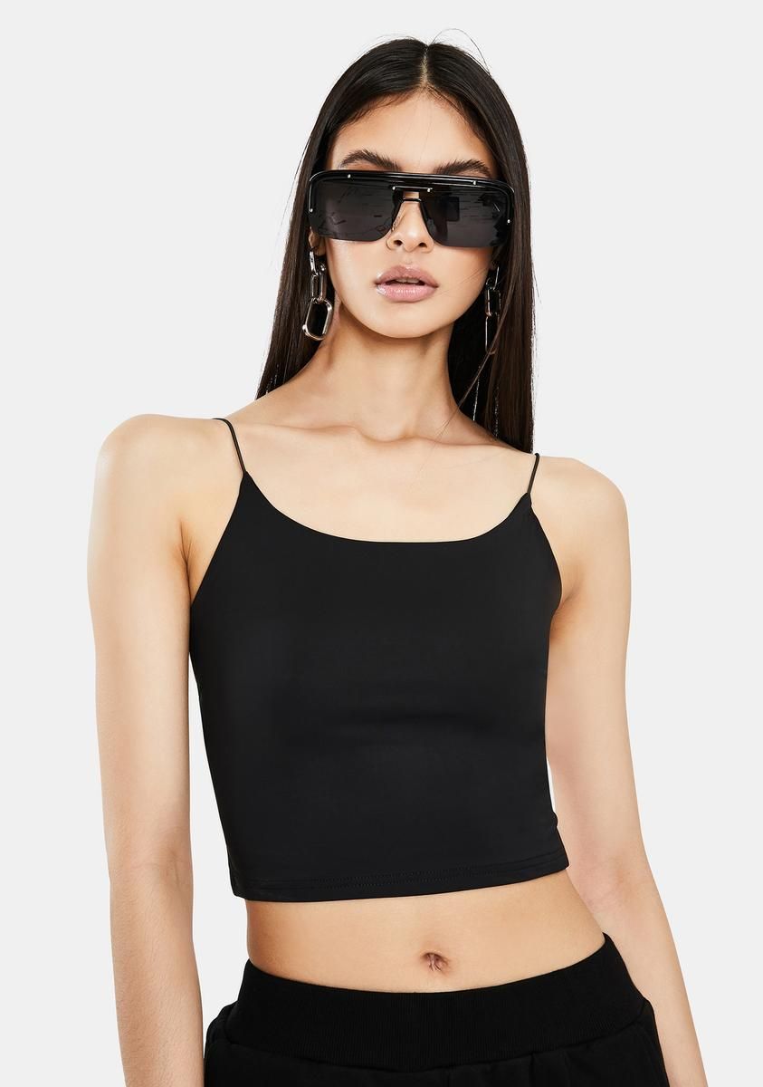 Black Cleo Crop Top sold by Dolls Kill