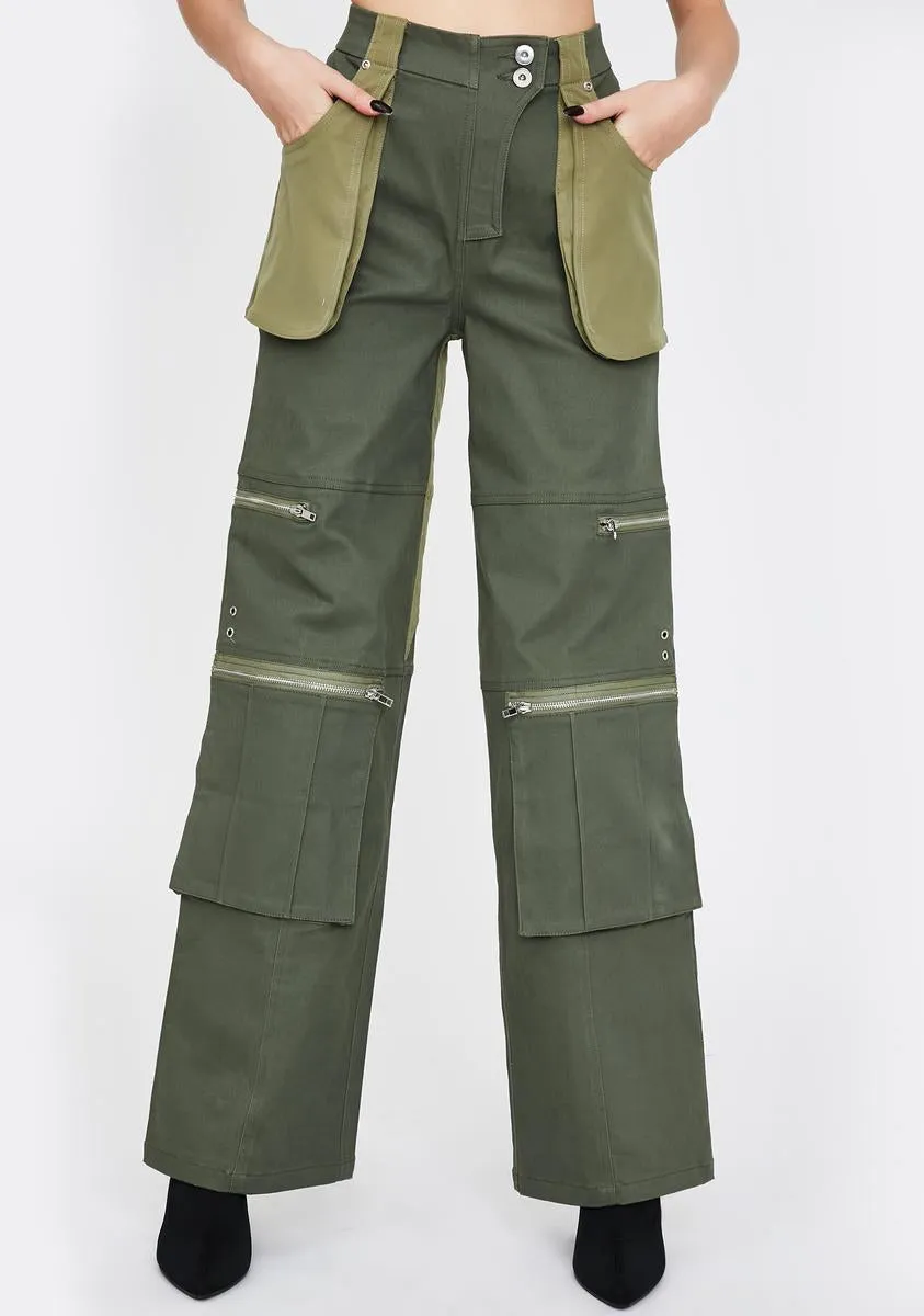 Khaki Blaze Cargo Pants sold by Dolls Kill