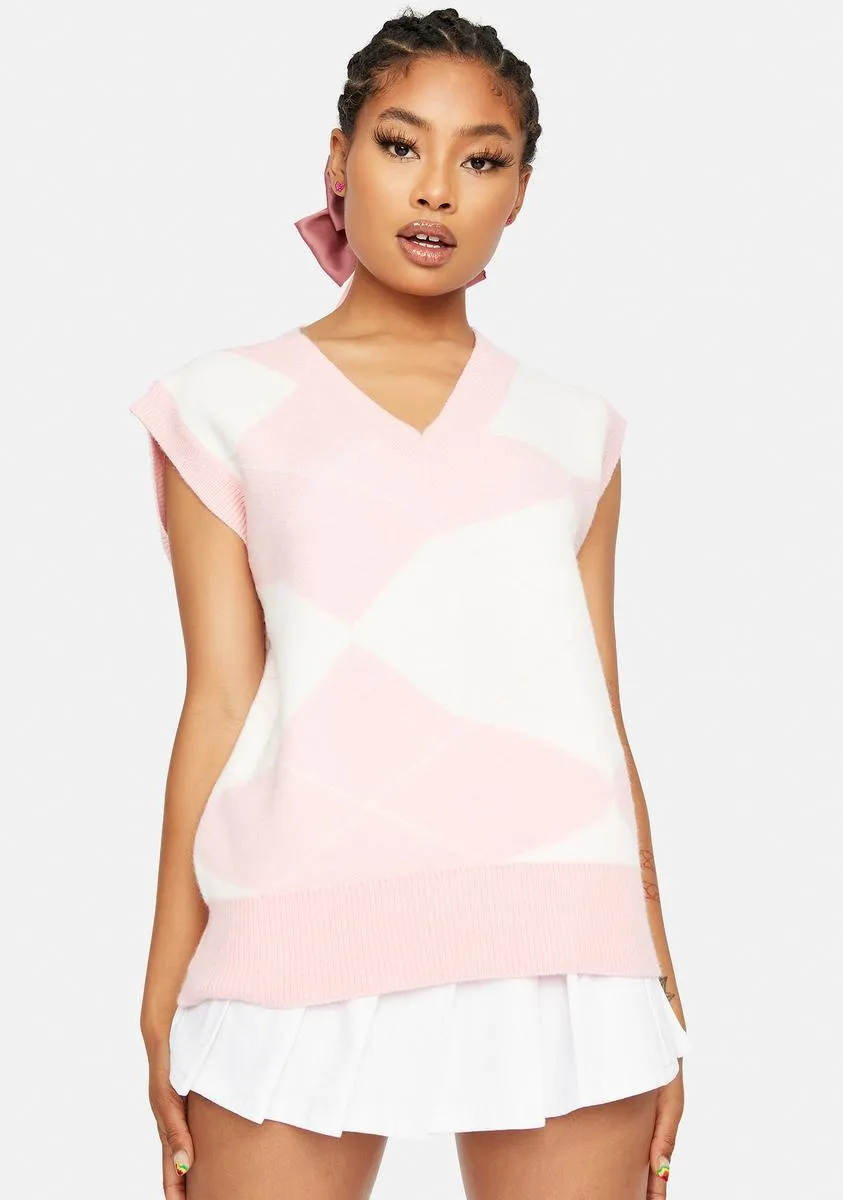Abstract Argyle Crop Vest sold by Dolls Kill
