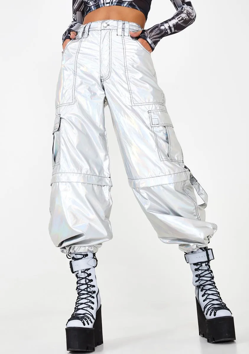 Rave Action Holographic Cargo Pants sold by Dolls Kill product image thumbnail 5