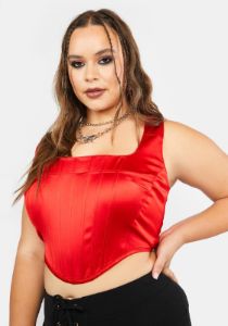 Plus Just A Girl Satin Corset Top sold by Dolls Kill
