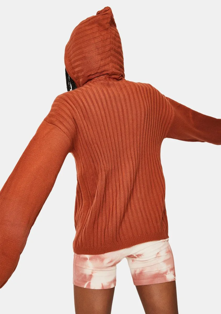 Rust Hendrix Knit Hoodie sold by Dolls Kill product image thumbnail 4