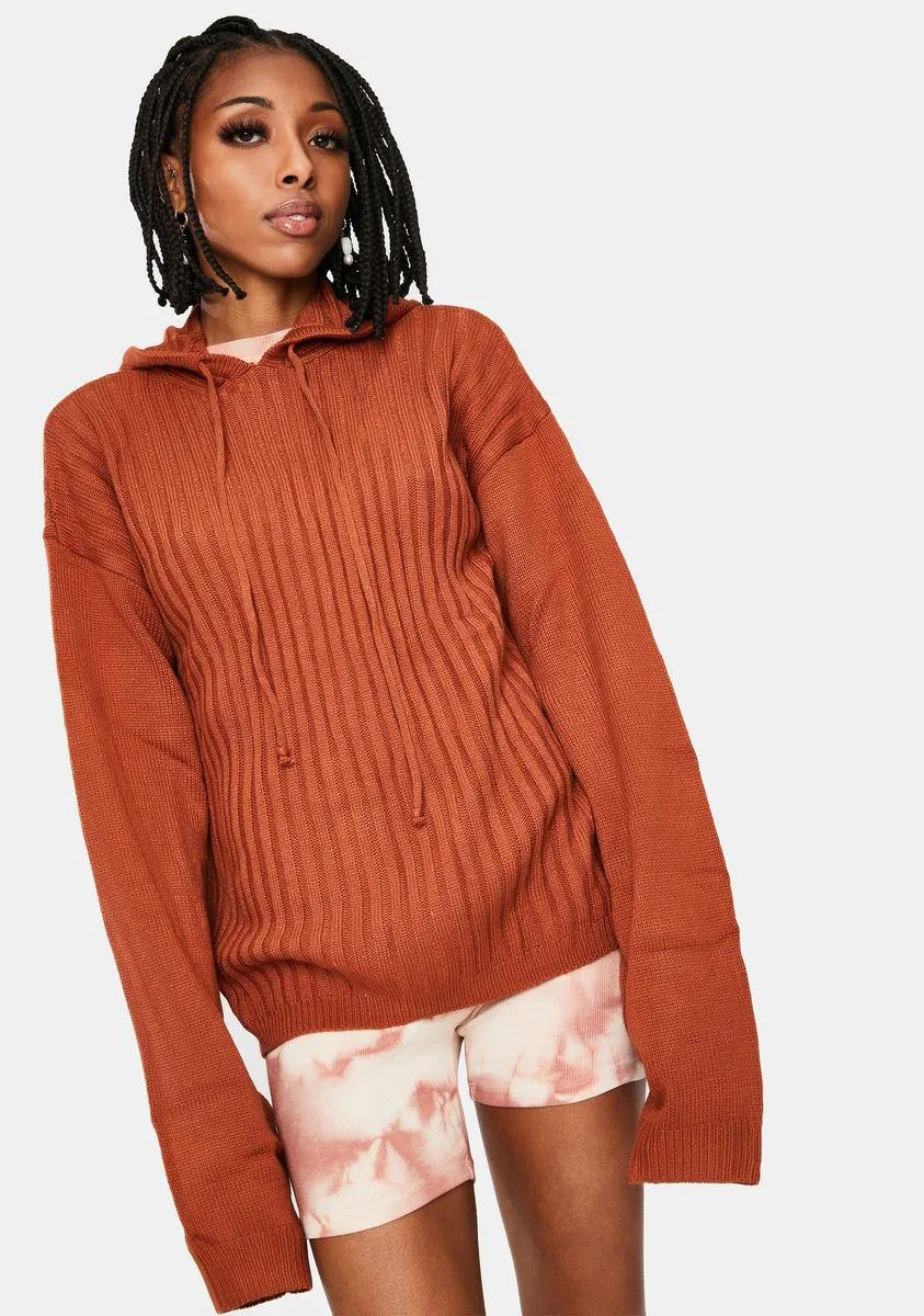 Rust Hendrix Knit Hoodie sold by Dolls Kill
