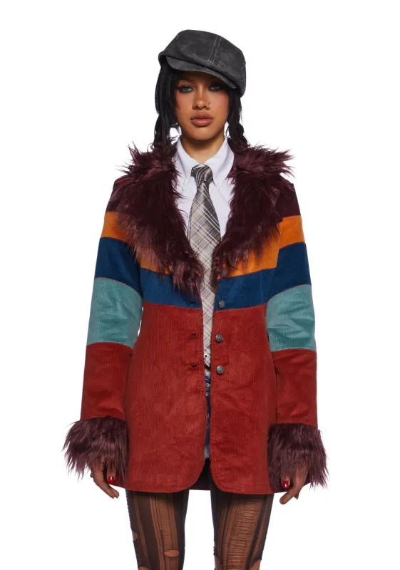 Break Free Corduroy Coat - Multi sold by Dolls Kill