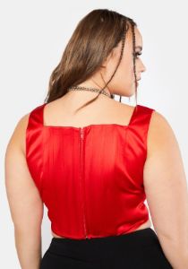 Plus Just A Girl Satin Corset Top sold by Dolls Kill