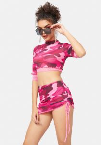 Camo Cutie Layered Mesh Skirt Set sold by Dolls Kill