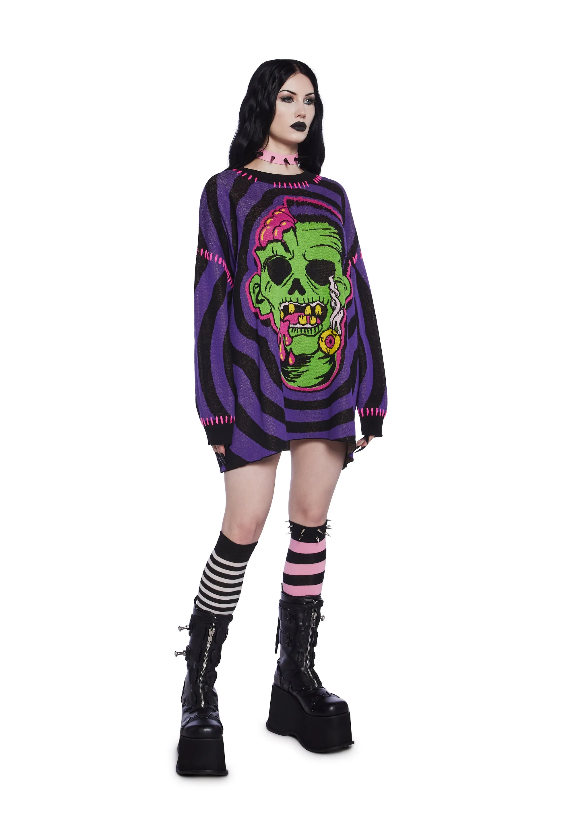 Ghoulish Gateway Intarsia Sweater sold by Dolls Kill product image thumbnail 3