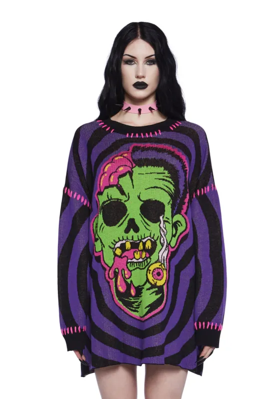Ghoulish Gateway Intarsia Sweater sold by Dolls Kill