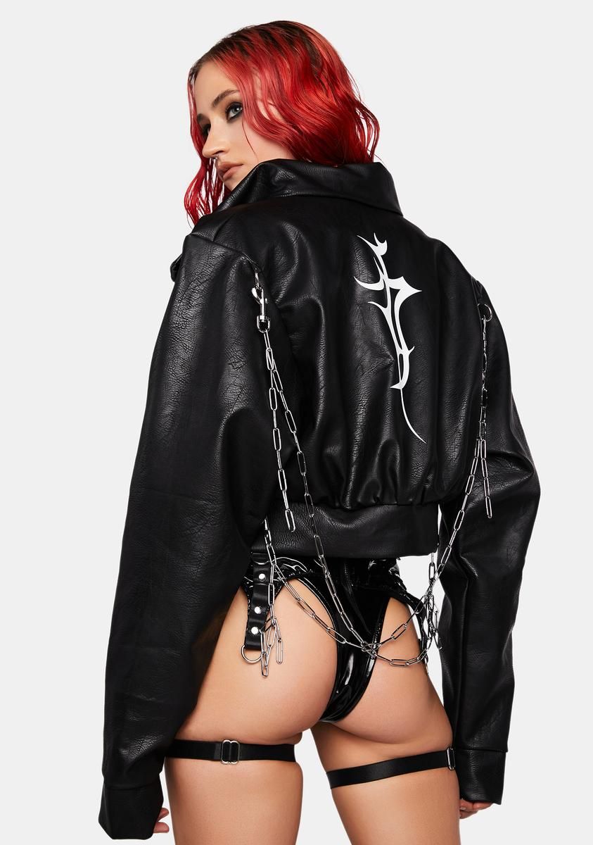 Tattooed Vegan Leather Jacket sold by Dolls Kill product image thumbnail 2