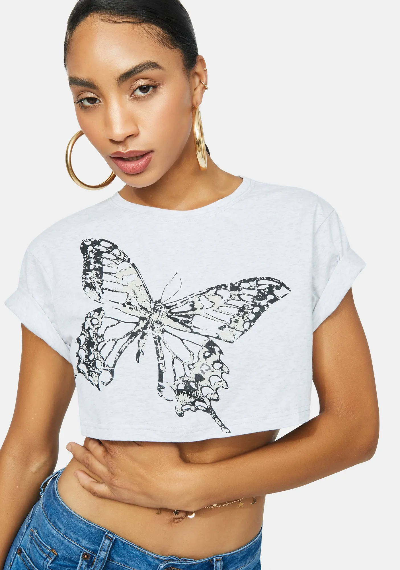 Winds Of Change Butterfly Crop Tee sold by Dolls Kill