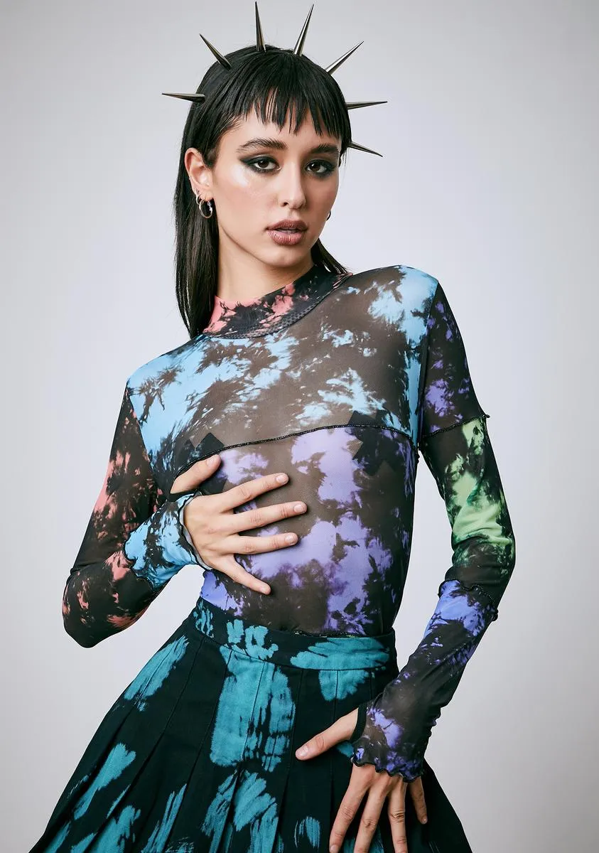 Our Time Now Tie Dye Mesh Top sold by Dolls Kill