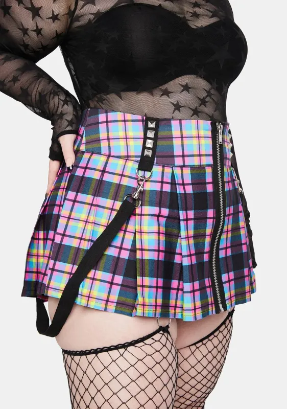 Plus Paint The Town Plaid Mini Skirt sold by Dolls Kill