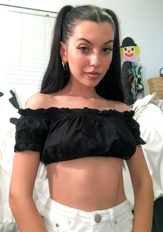 Black Off The Shoulder Crop Top sold by Dolls Kill
