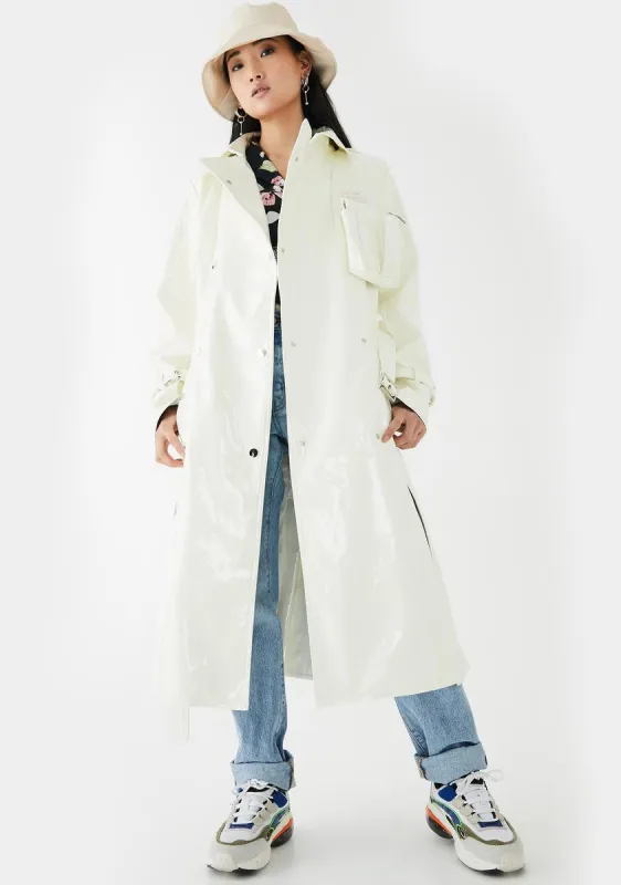 Patent Detachable Purse Trench Coat sold by Dolls Kill