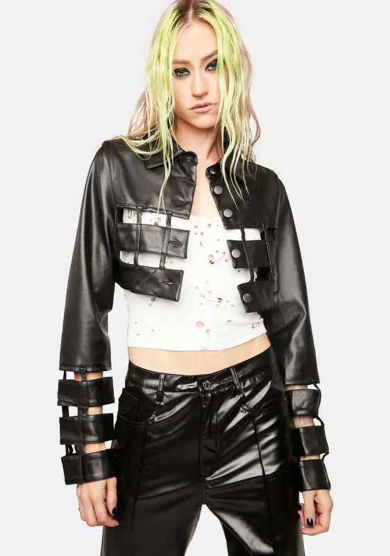 Midnight Star Element Cut-Out Crop Jacket sold by Dolls Kill