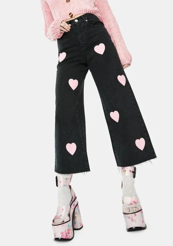 Pink Hearts Skater Jeans sold by Dolls Kill