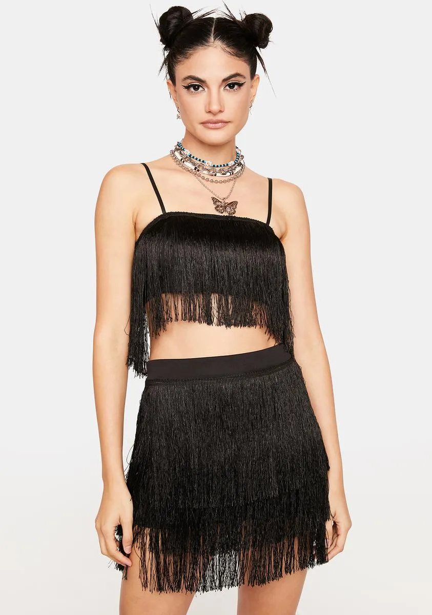 Night Lose It All Fringe Skirt Set sold by Dolls Kill