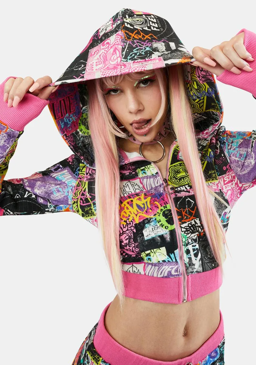 Paint The Town Zip-Up Hoodie sold by Dolls Kill