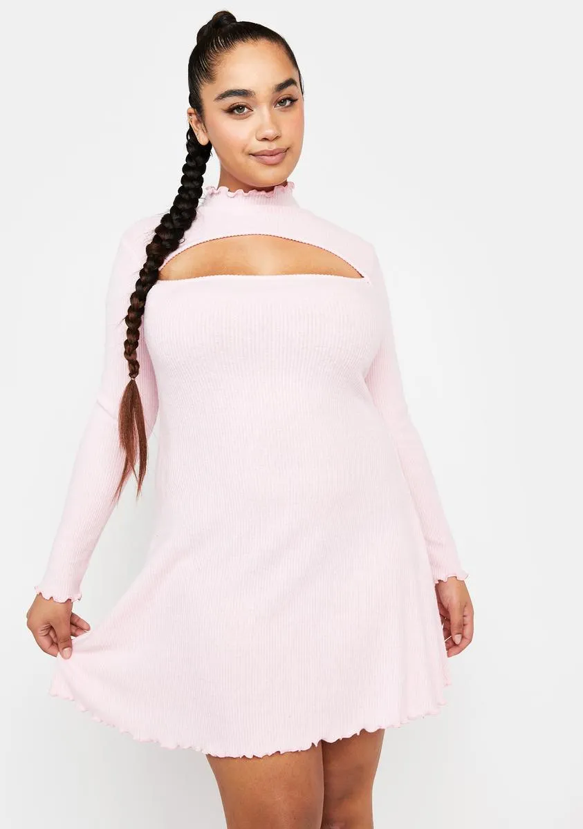 Plus Blush Ready To Impress Mock Neck Mini Dress sold by Dolls Kill