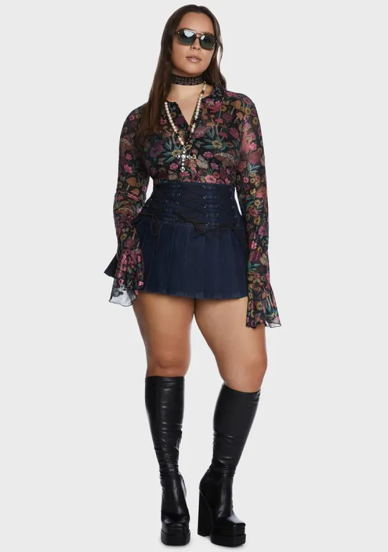 Plus Daydreamer Floral Sheer Blouse sold by Dolls Kill