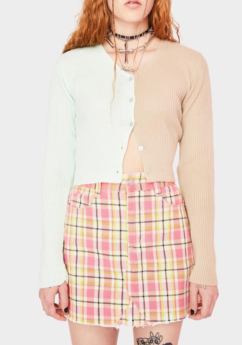 Pink Plaid Denim Mini Skirt sold by Dolls Kill product image thumbnail 2