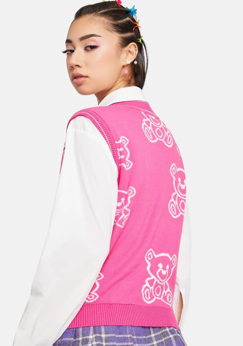 Fuchsia Hug Me Sweater Vest sold by Dolls Kill product image thumbnail 4