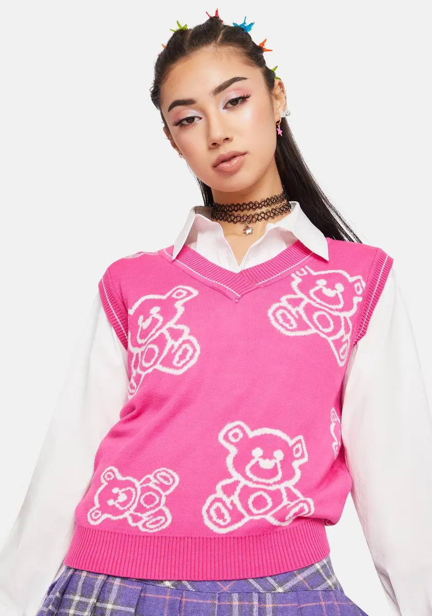 Fuchsia Hug Me Sweater Vest sold by Dolls Kill