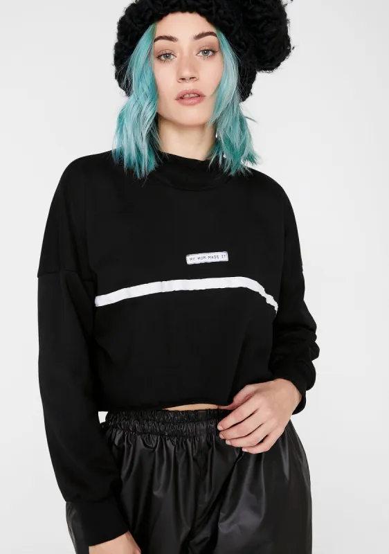High Neck Stripe Crop Sweatshirt sold by Dolls Kill
