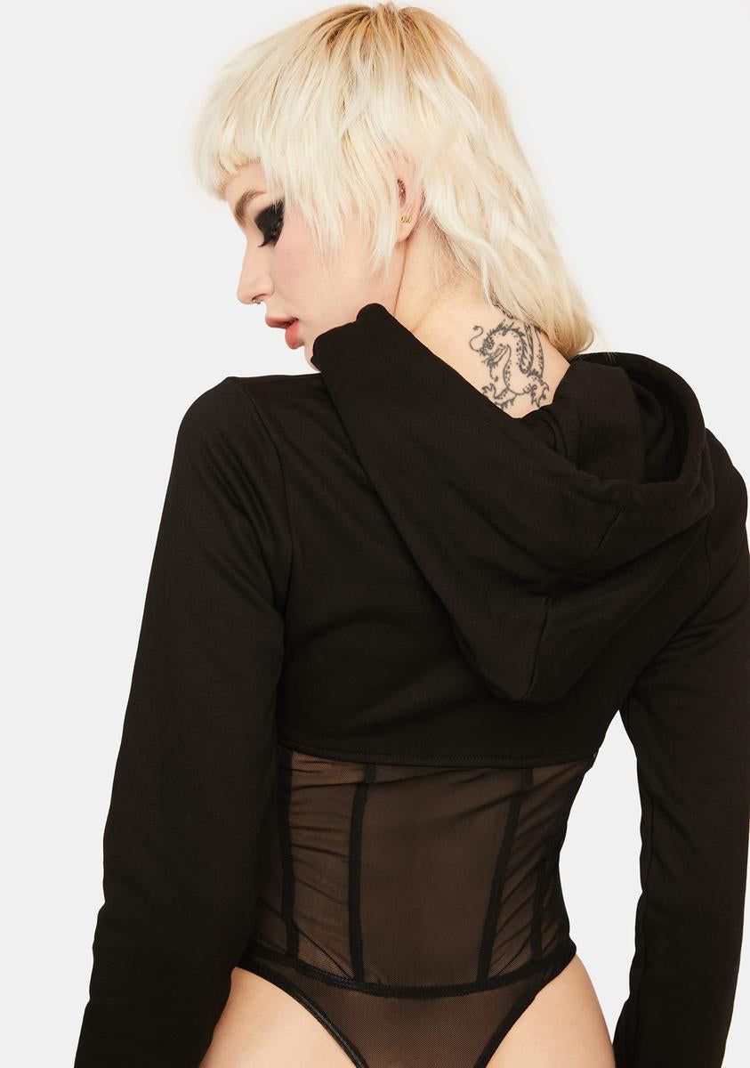 Noir Fashion Fearless Hoodie Bodysuit sold by Dolls Kill product image thumbnail 4