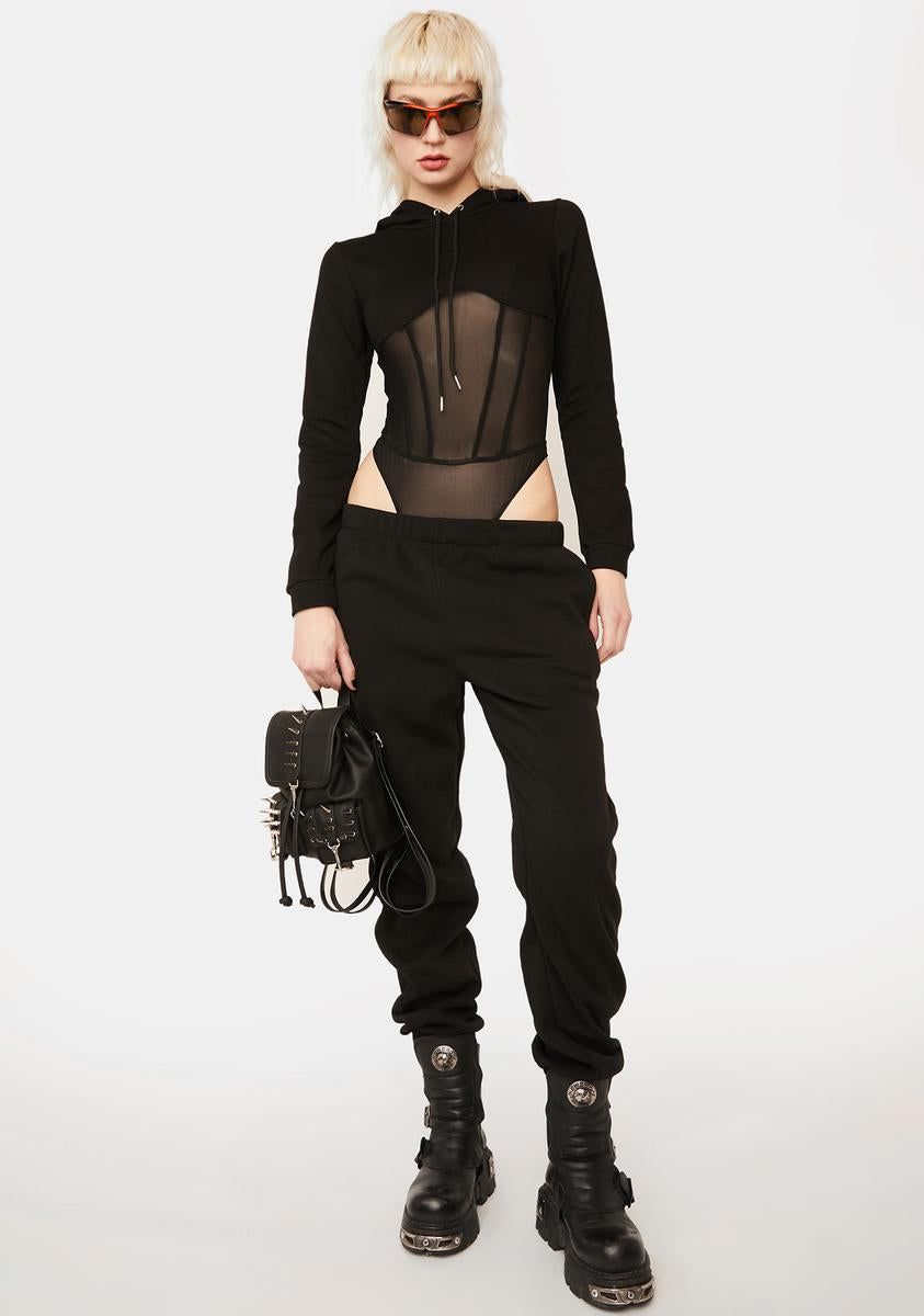 Noir Fashion Fearless Hoodie Bodysuit sold by Dolls Kill product image thumbnail 3
