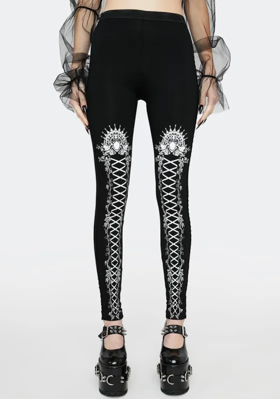 Gothic Lace Up Leggings sold by Dolls Kill