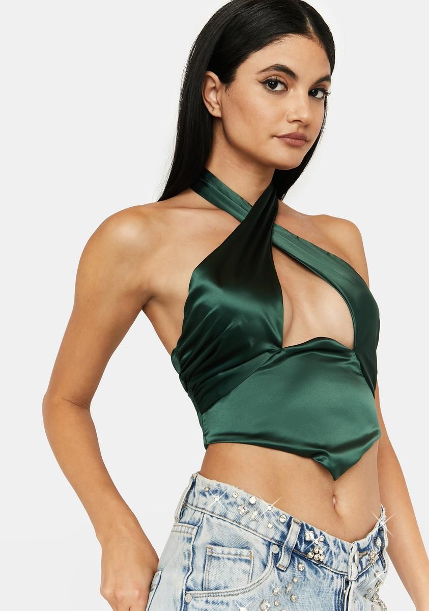 Emerald Keep Them Guessing Halter Top sold by Dolls Kill product image thumbnail 2