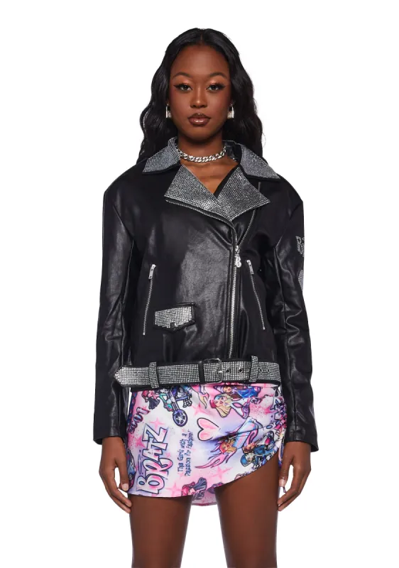 Glam Rock Rhinestone Moto Jacket sold by Dolls Kill