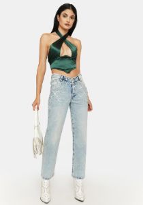 Emerald Keep Them Guessing Halter Top sold by Dolls Kill