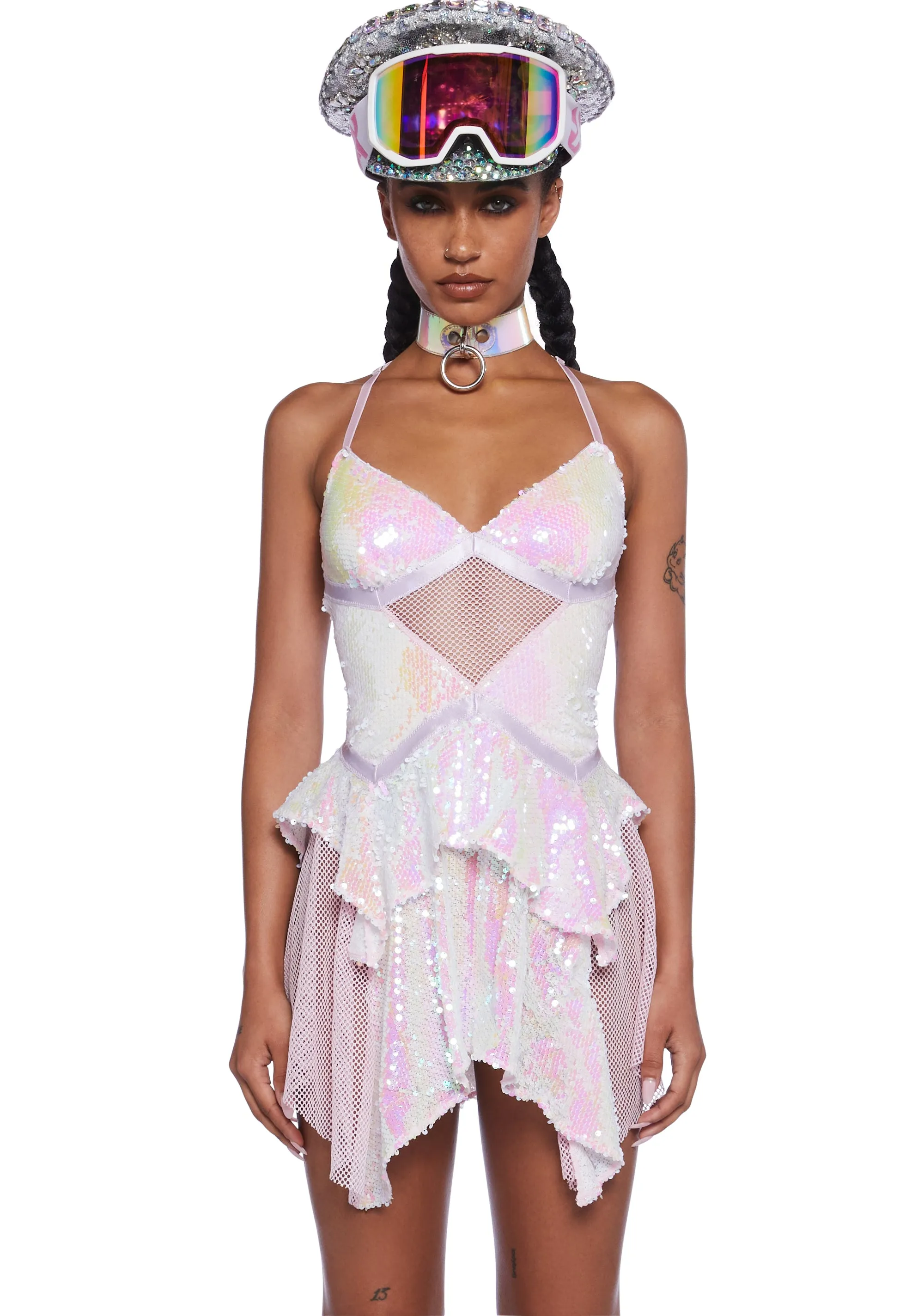 Fantastical Firefly Mini Dress - Iridescent sold by Dolls Kill