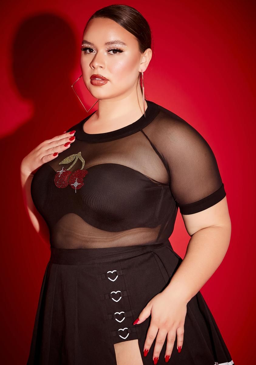 Plus With The Pits Cherry Rhinestone Top sold by Dolls Kill product image thumbnail 2