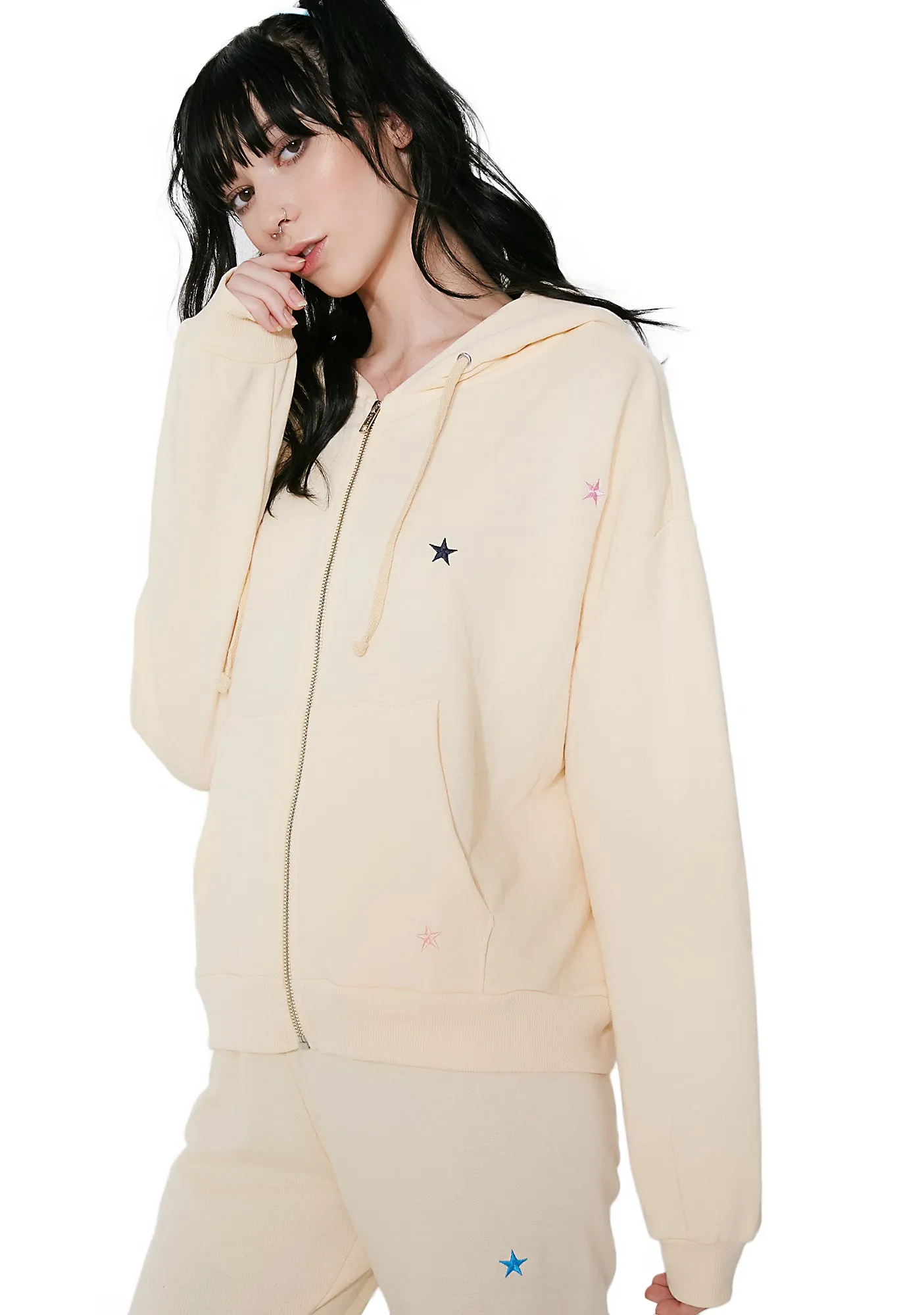 Starlet Embroidery Zip Hoodie sold by Dolls Kill