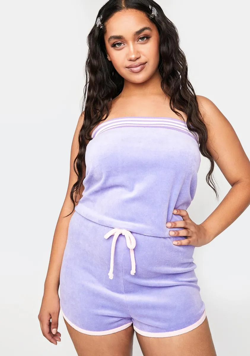 Plus Lavender Not Regular Sleeveless Romper sold by Dolls Kill