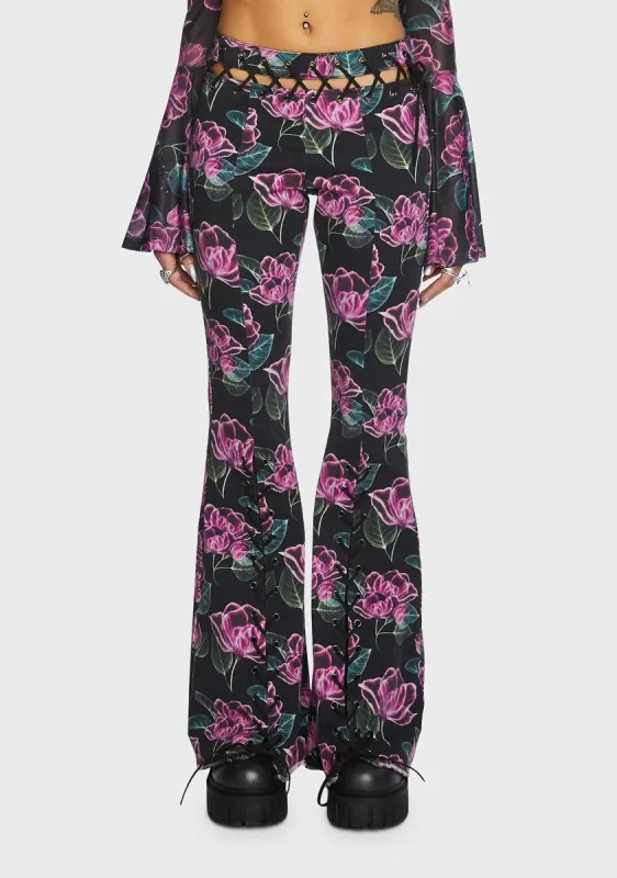 Flower Power Flare Jeans sold by Dolls Kill