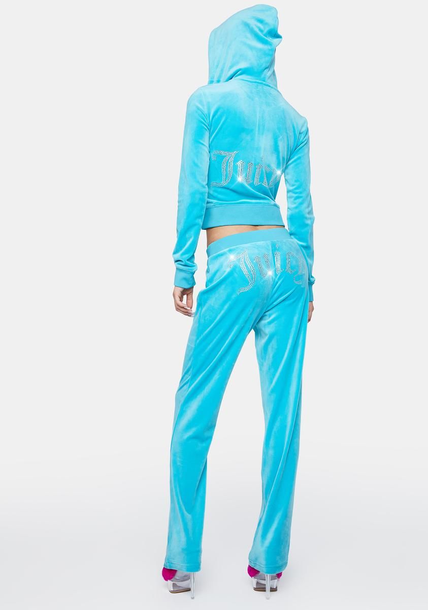Blue OG Big Bling Velour Track Pants sold by Dolls Kill product image thumbnail 4
