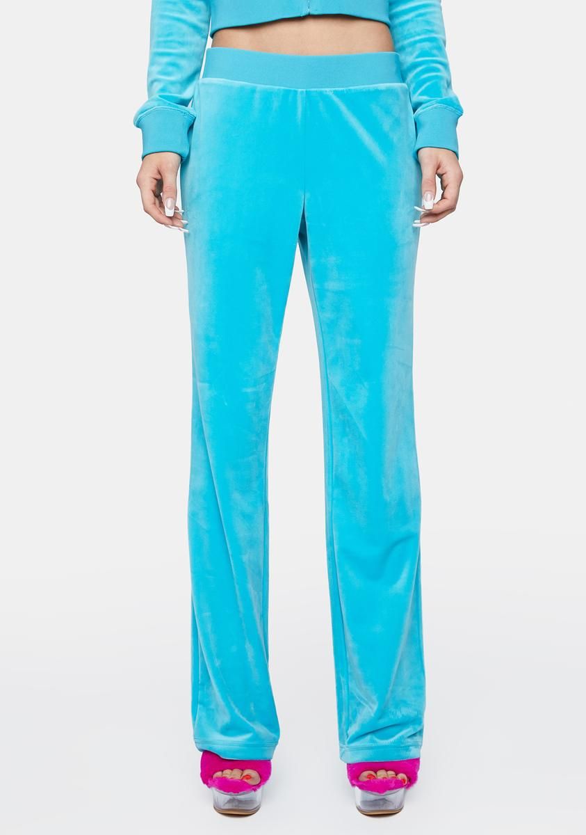 Blue OG Big Bling Velour Track Pants sold by Dolls Kill