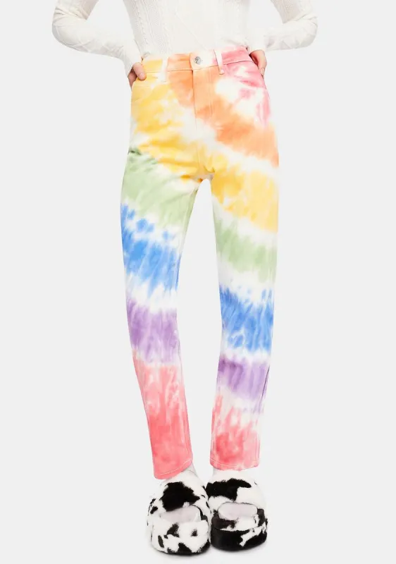 Jolly Happy Soul Tie Dye Jeans sold by Dolls Kill