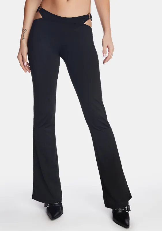 Ashanti Low-Rise Cut Out Flared Pants sold by Dolls Kill