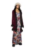 Furry Foe Long Cardigan-Burgundy sold by Dolls Kill