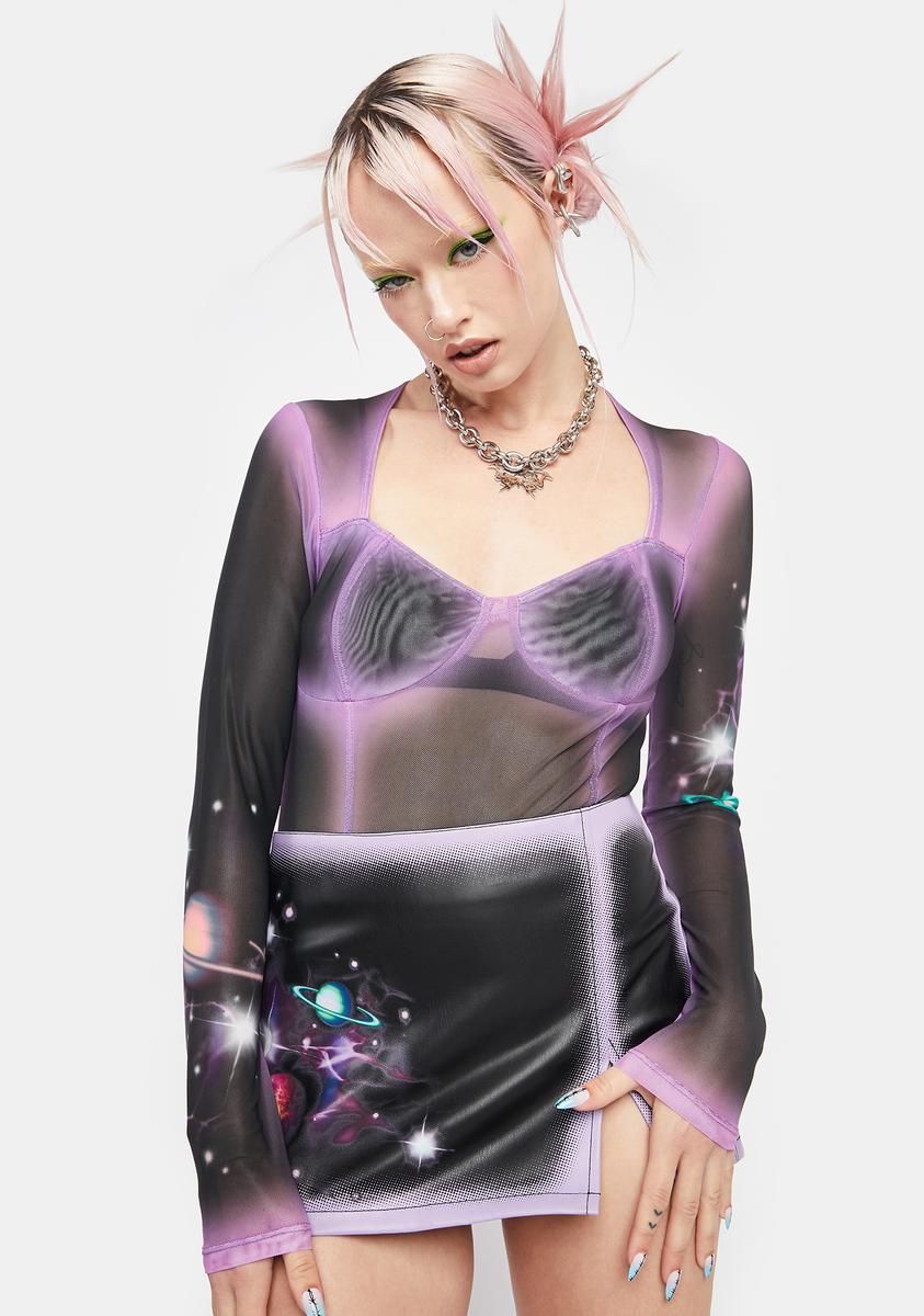 Beyond Starlight Mesh Bustier Top sold by Dolls Kill